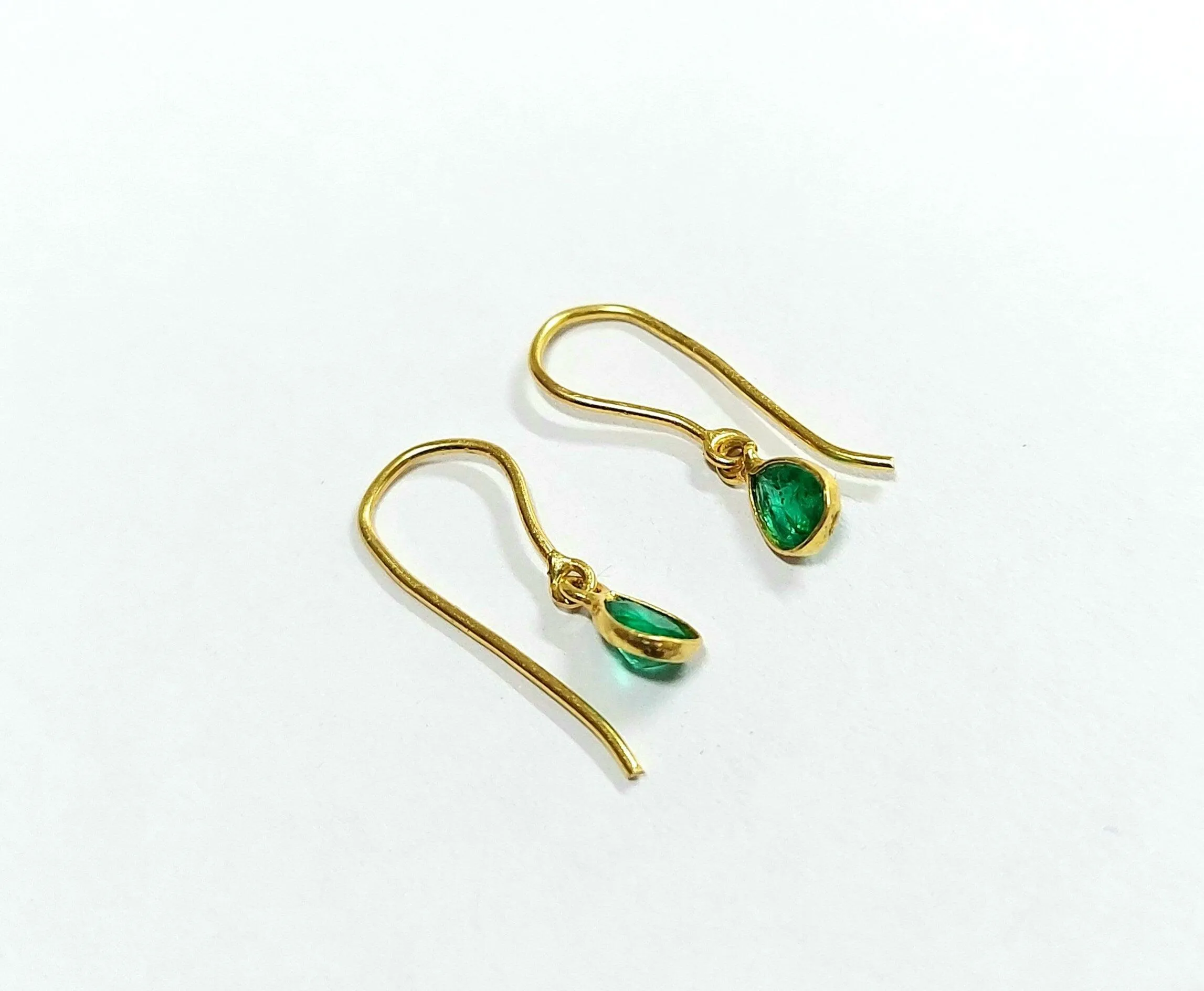 18k Gold Green Emerald Earrings For Women