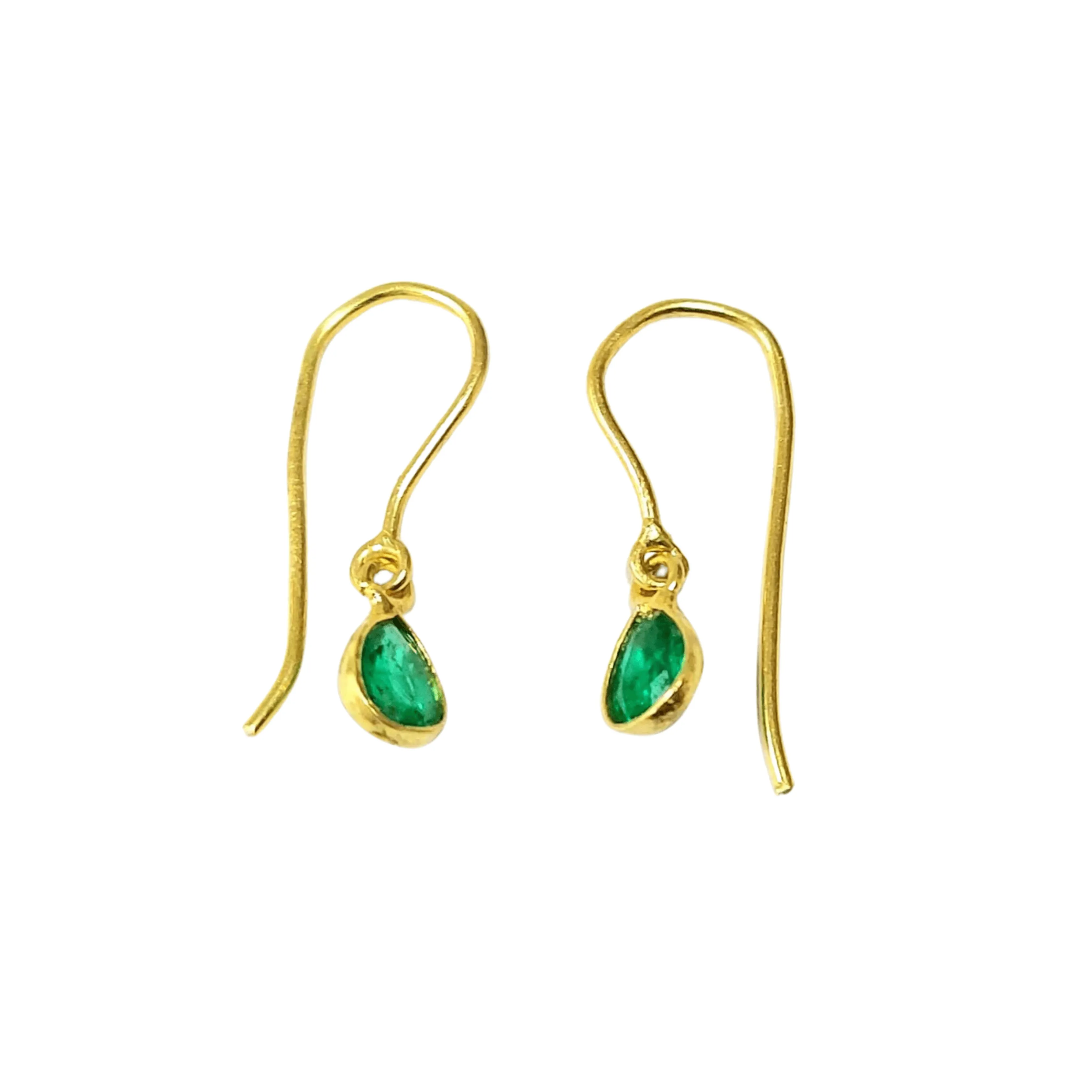 18k Gold Green Emerald Earrings For Women