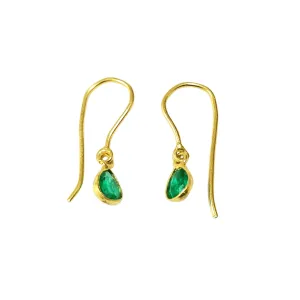 18k Gold Green Emerald Earrings For Women