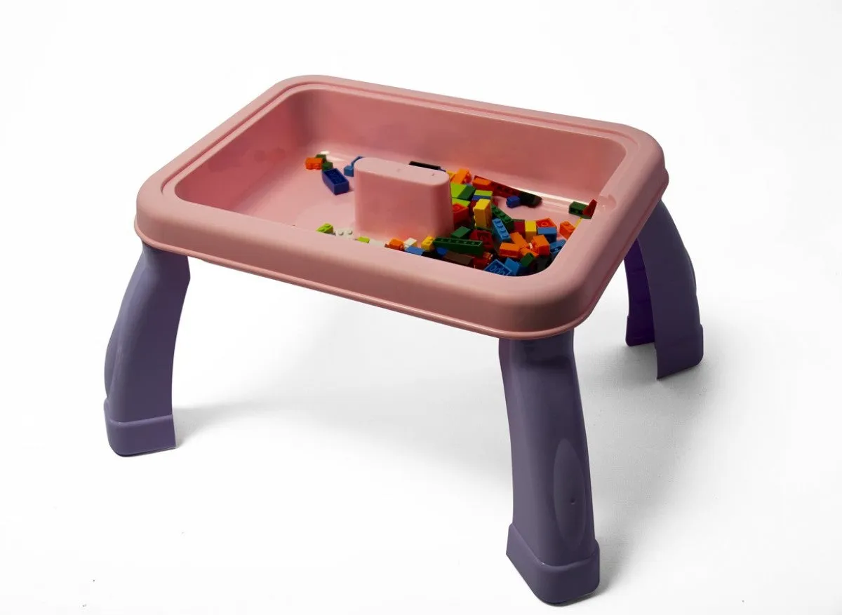 2-in-1 Drawing & Building Table - Purple/Pink