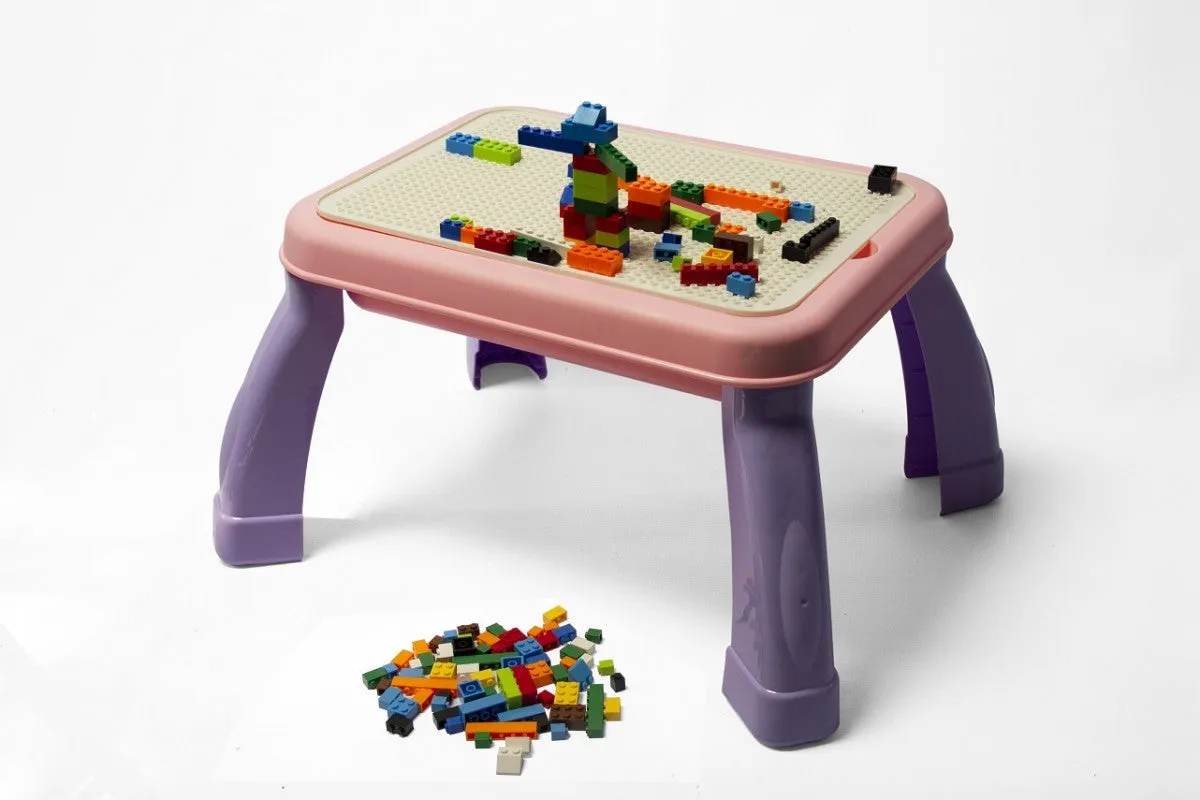 2-in-1 Drawing & Building Table - Purple/Pink