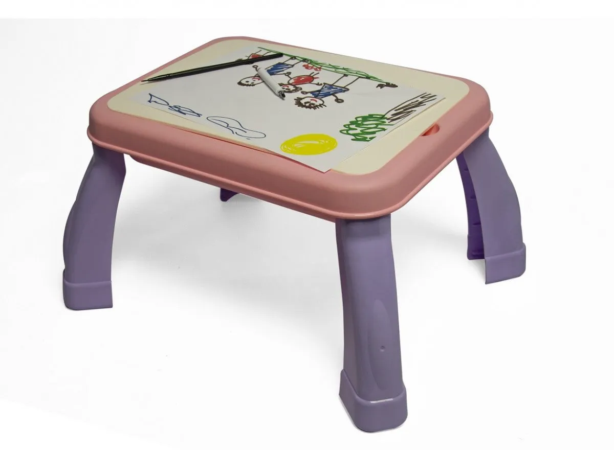 2-in-1 Drawing & Building Table - Purple/Pink