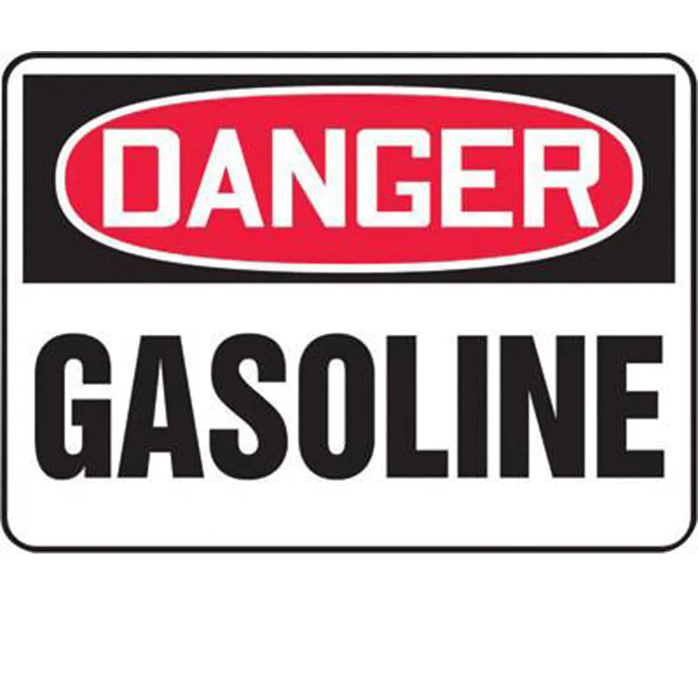 Accuform Signs 10" X 14" Black, Red And White 0.040" Aluminum Chemicals And Hazardous Materials Sign "DANGER GASOLINE" With Round Corner