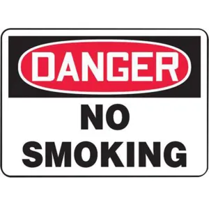 Accuform Signs 10" X 14" Black, Red And White 4 mils Adhesive Vinyl Smoking Control Sign "DANGER NO SMOKING"