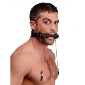 Black Silicone Gag with Nipple Clamps