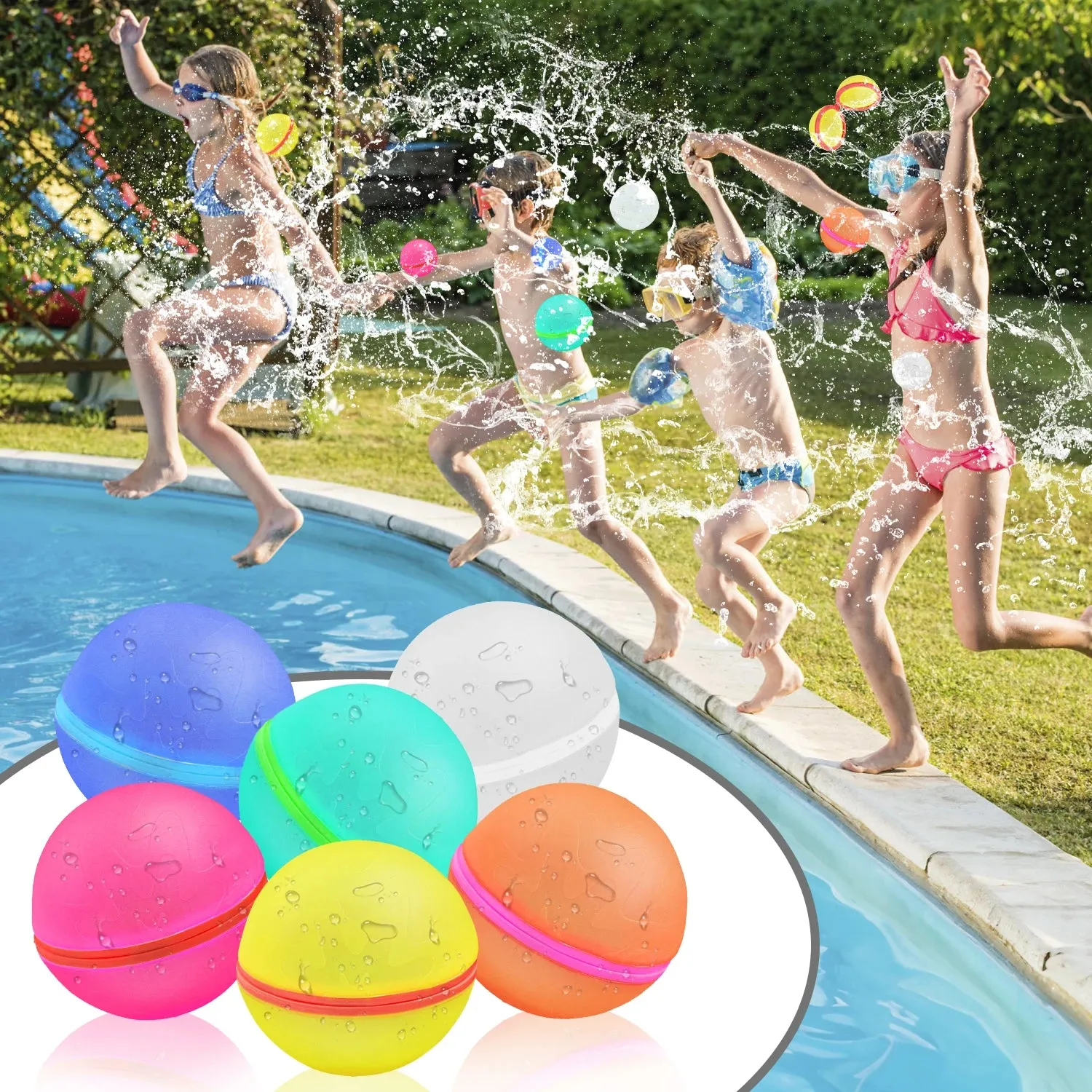 Children's outdoor water battle silicone water ball reusable magnetic suction swimming pool beach water burst ball color random