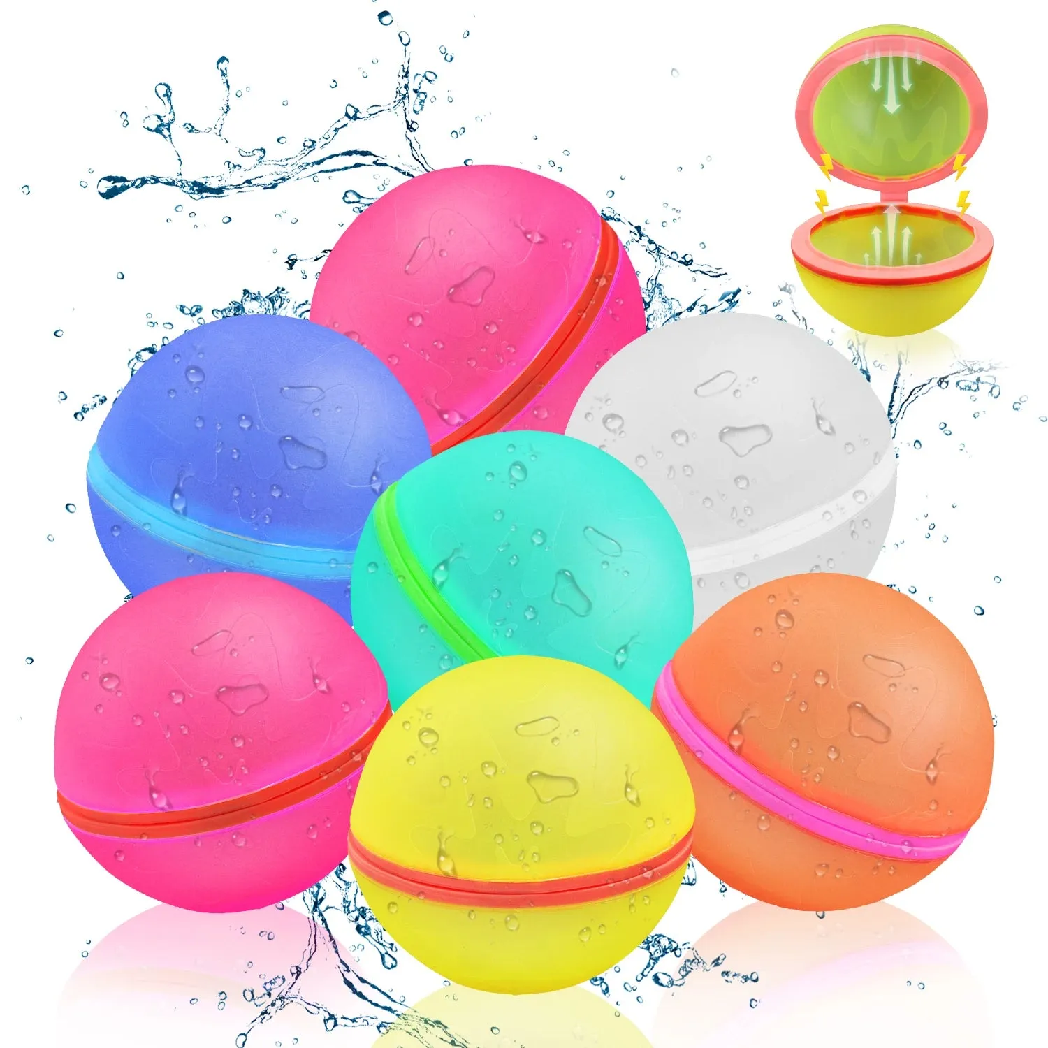 Children's outdoor water battle silicone water ball reusable magnetic suction swimming pool beach water burst ball color random