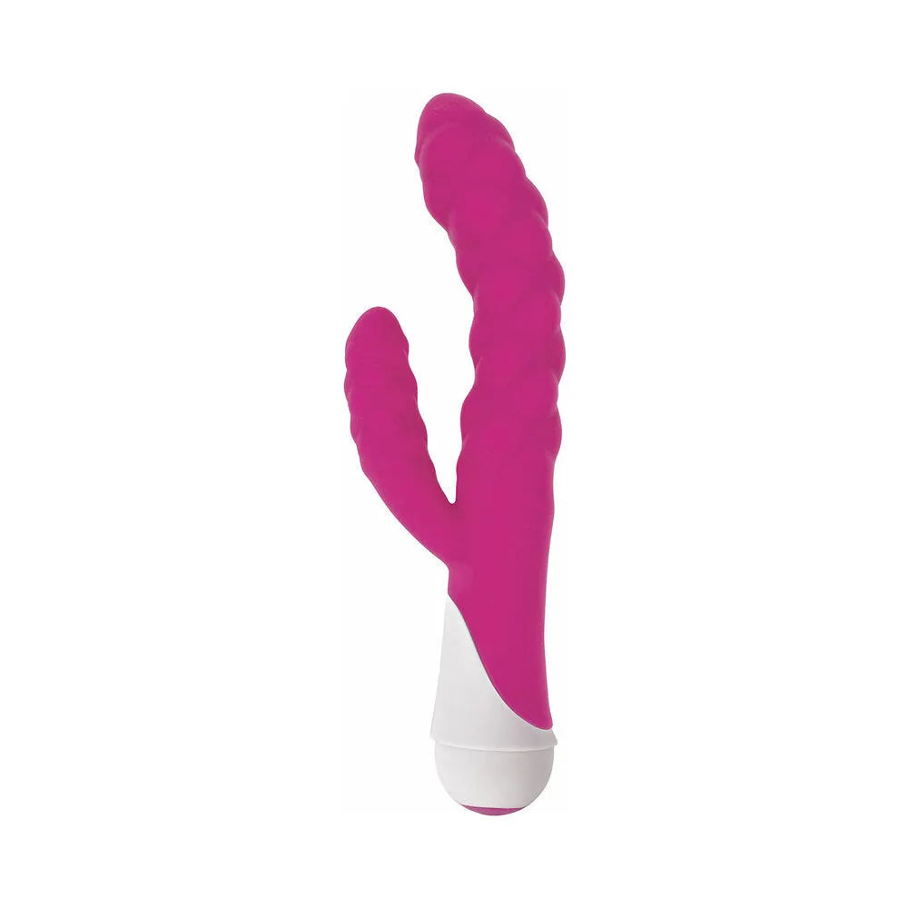 Curve Toys Gossip Ellen Waterproof Textured Silicone Flexible Dual Stimulation Vibrator Magenta