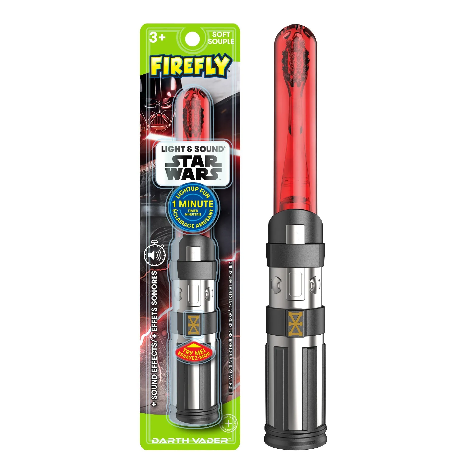 Firefly Light and Sound Lightsaber Soft Toothbrush, Star Wars, Ages 3 , 1 Count