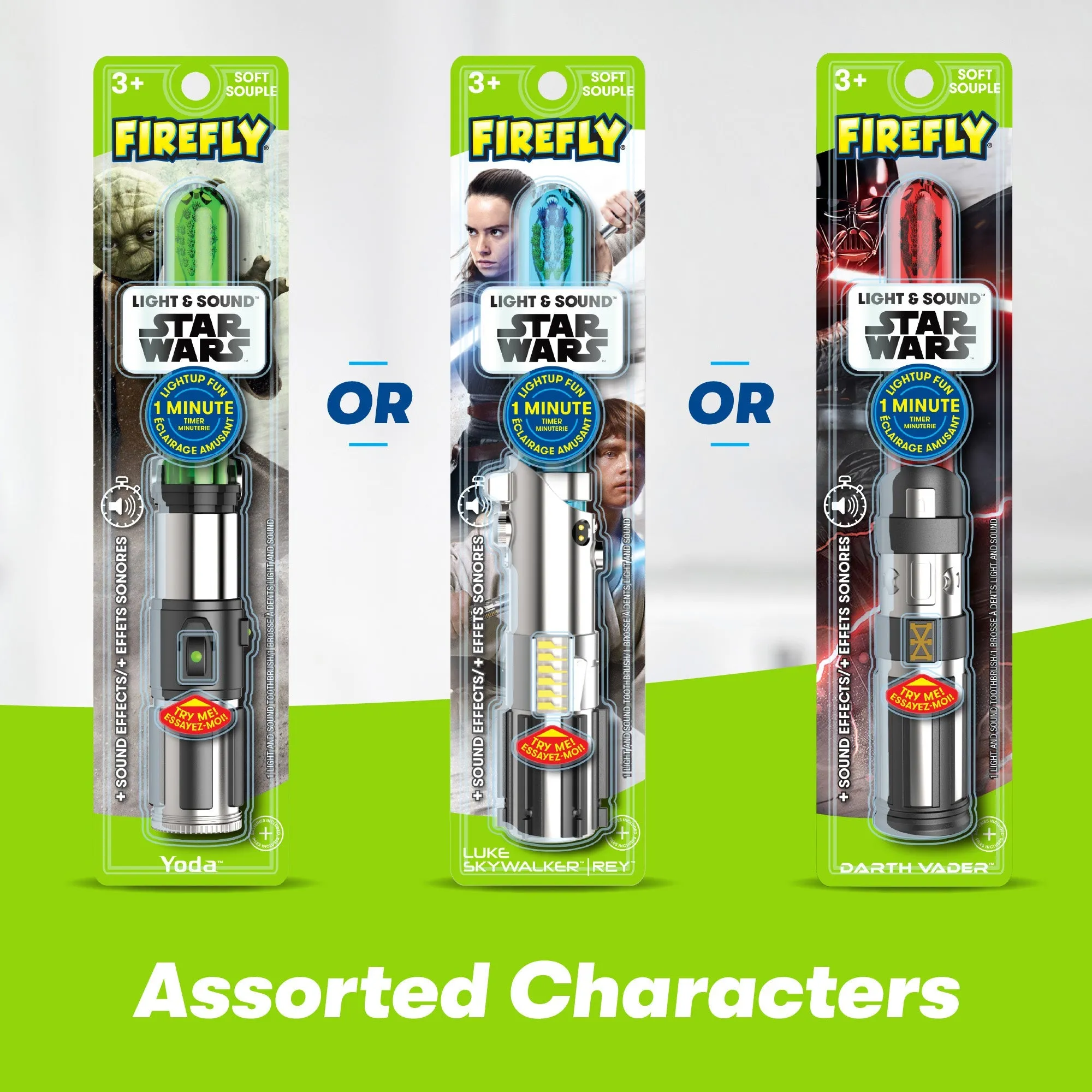 Firefly Light and Sound Lightsaber Soft Toothbrush, Star Wars, Ages 3 , 1 Count