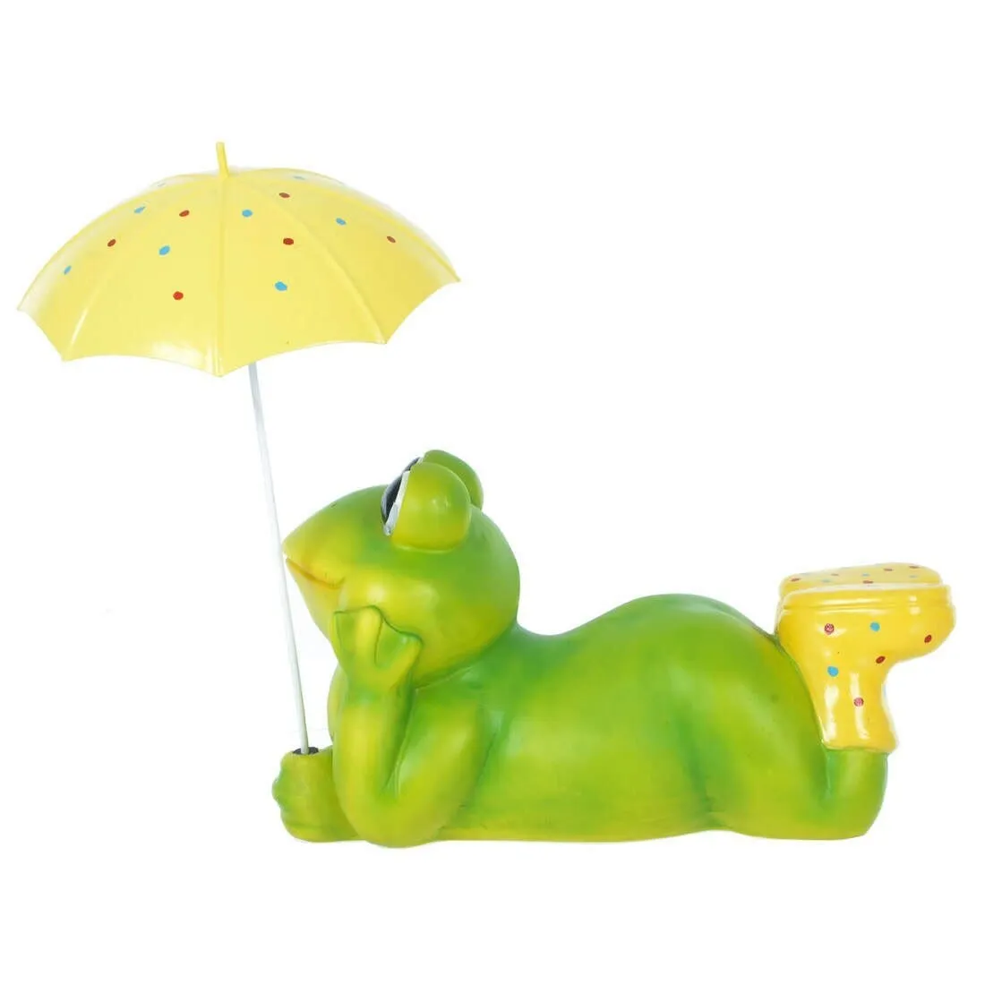 Frog With Umbrella Garden Ornament Novelty Outdoor 32cm