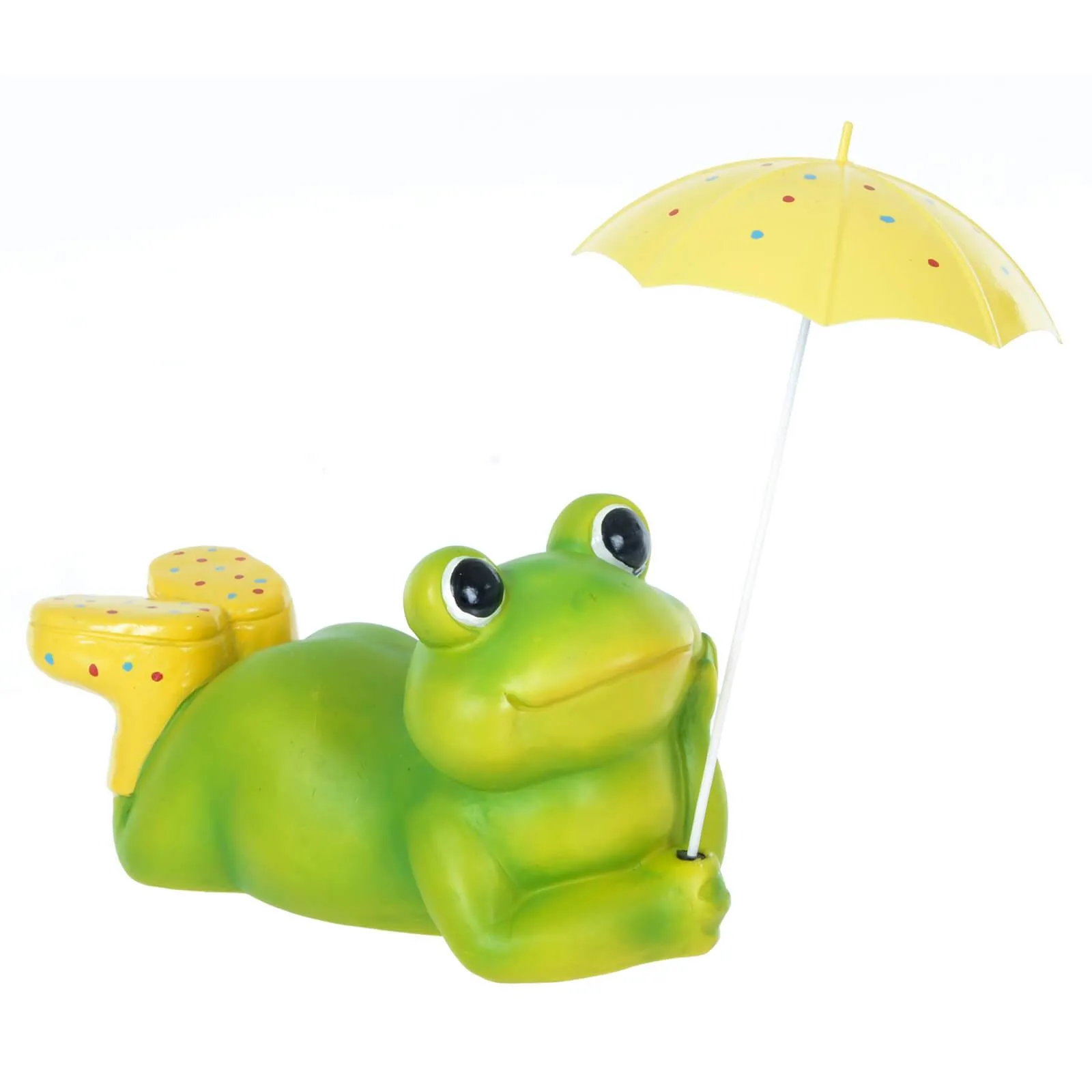 Frog With Umbrella Garden Ornament Novelty Outdoor 32cm