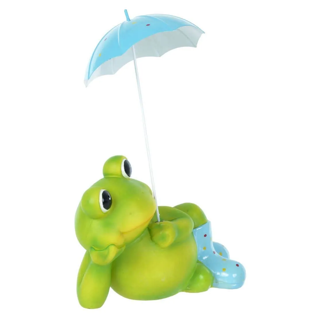 Frog With Umbrella Garden Ornament Novelty Outdoor 32cm