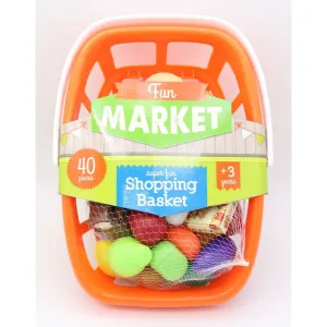 Fun Market 40 Piece Shopping Basket With Food