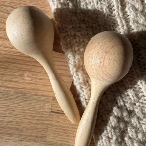 Handmade Oak Wooden Maracas For Kids Musical Toy