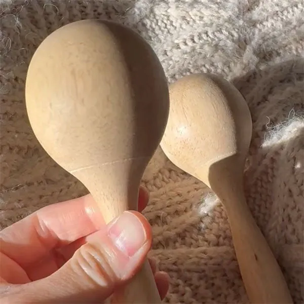 Handmade Oak Wooden Maracas For Kids Musical Toy