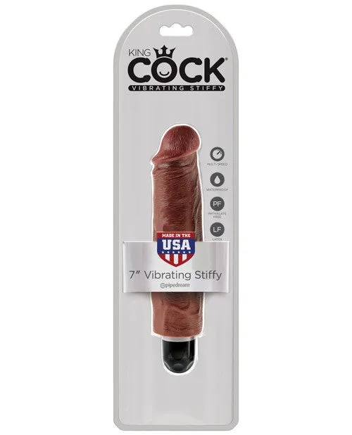 King Cock  7" Vibrating Stiffy - Brown