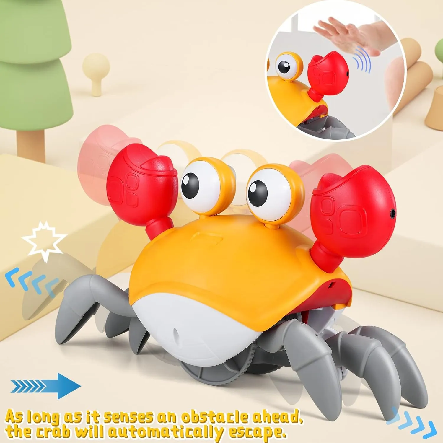 KIPA GAMING Toddyz Crawling Crab Baby Musical Kids Toy with Led Lights & Rechargeable Battery | Interactive Early Learning and Entertainment Toys for Kids Toddlers & Infants | Tummy Time Dancing Toys