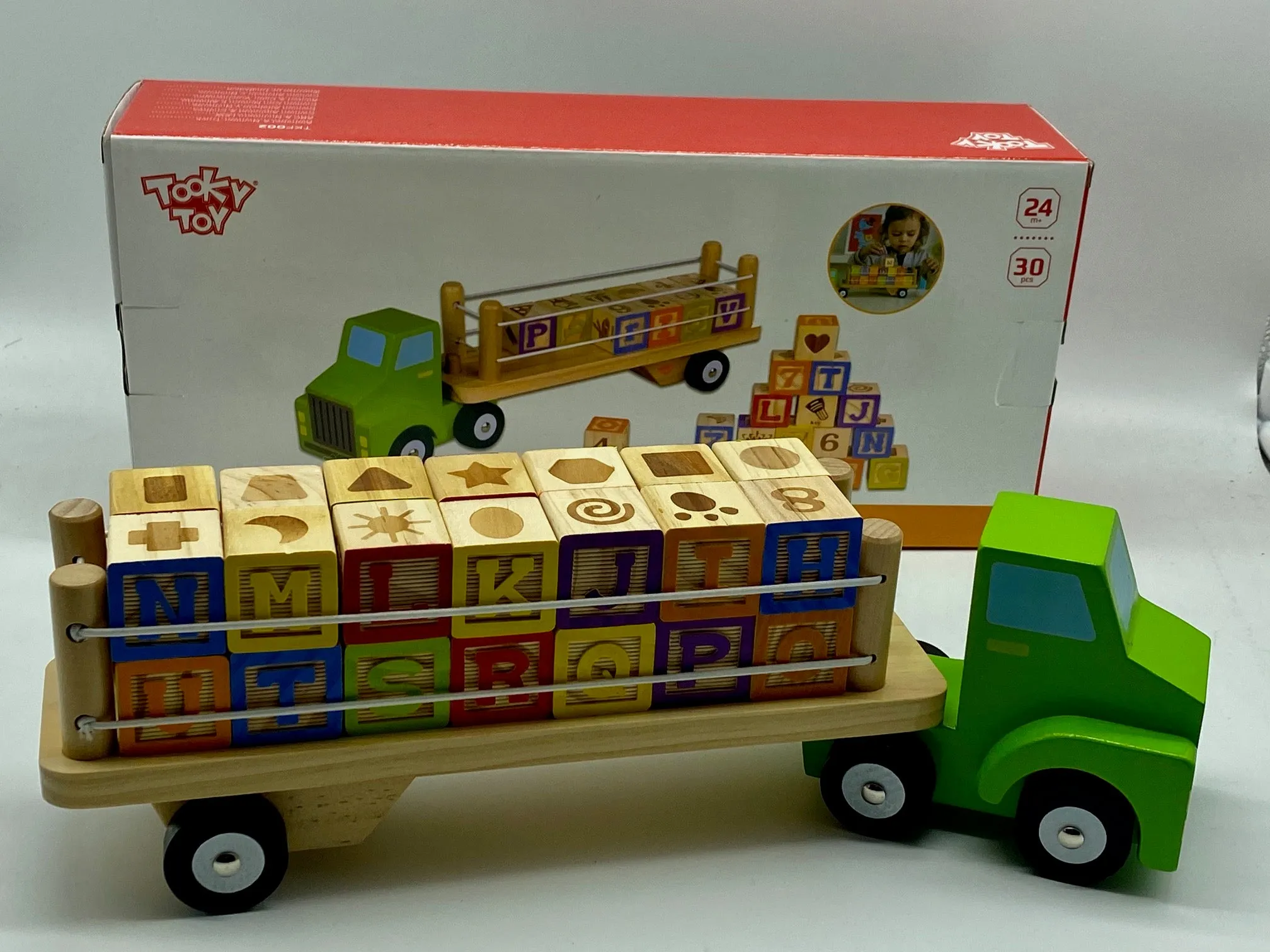 Learning toy Truck: Wooden kids alphabet and numbers toy truck