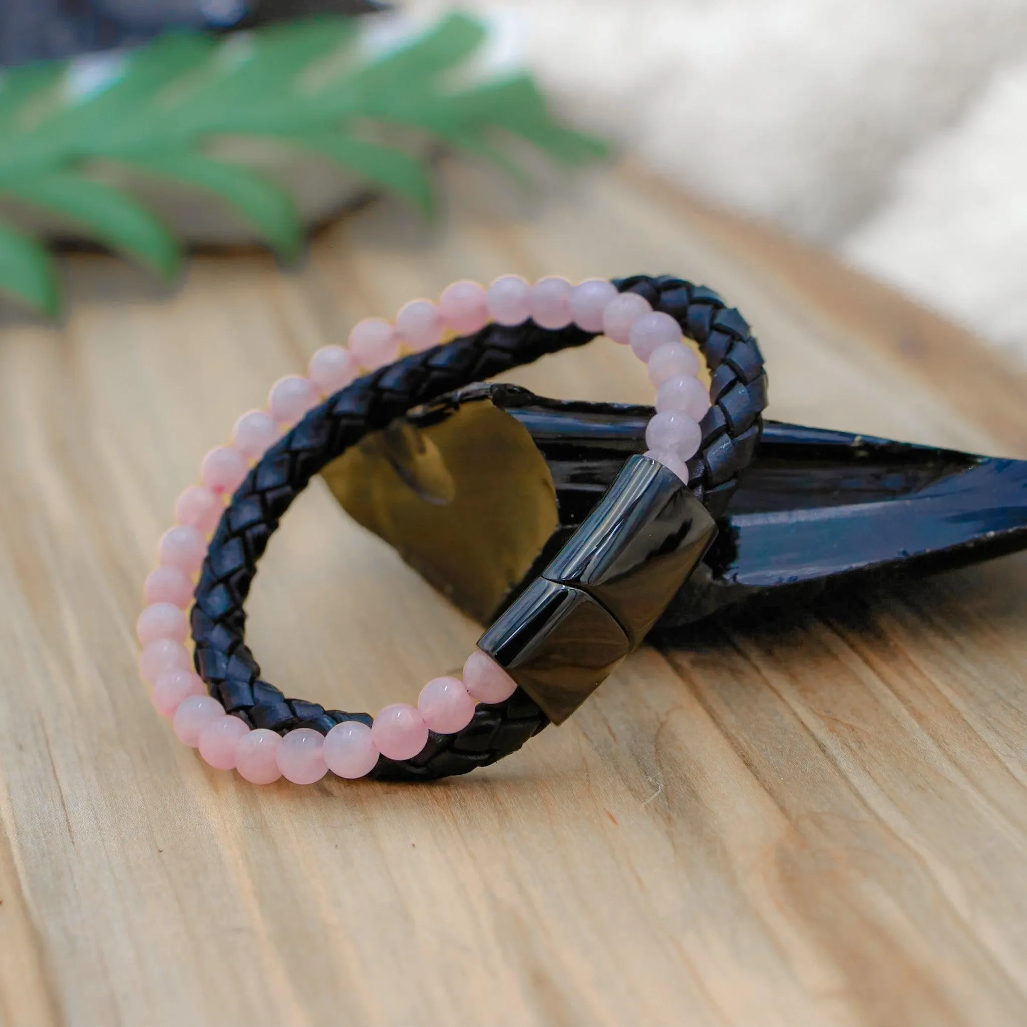 Loving Rose Quartz Leather Bracelet – Wrap Yourself in Compassion and Love