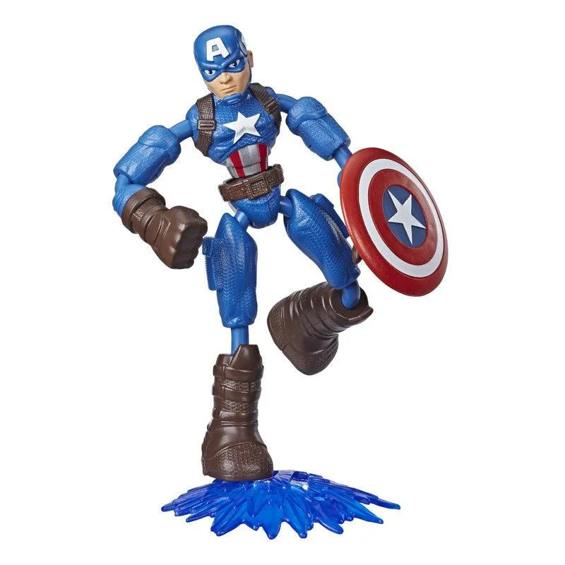 Marvel Avengers Bend&Flex Toy, 6-Inch Flexible Captain America Action Figure,Blast Accessory,Kids Ages 4&Up