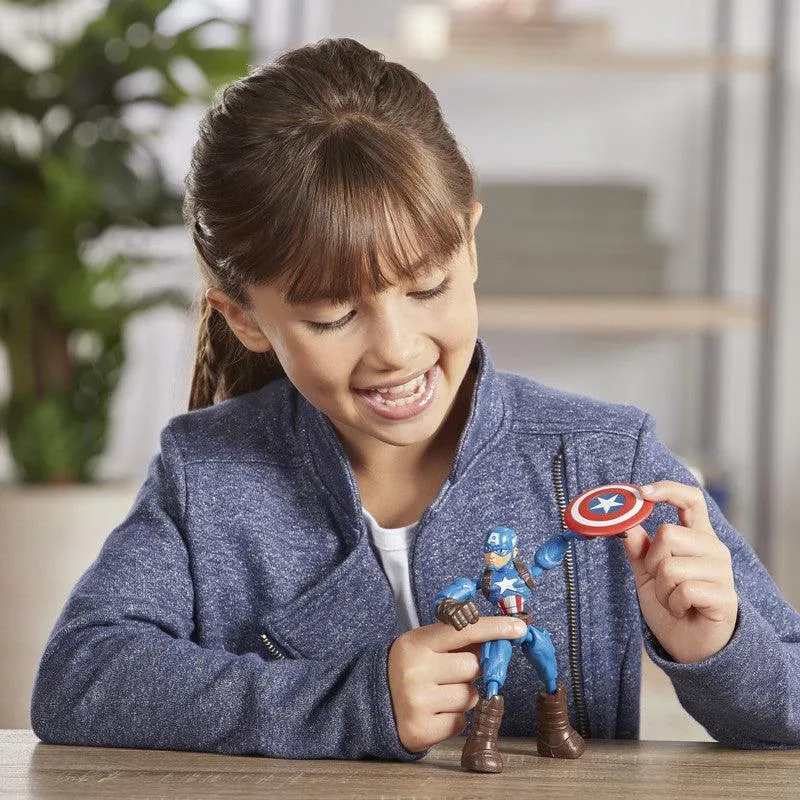 Marvel Avengers Bend&Flex Toy, 6-Inch Flexible Captain America Action Figure,Blast Accessory,Kids Ages 4&Up