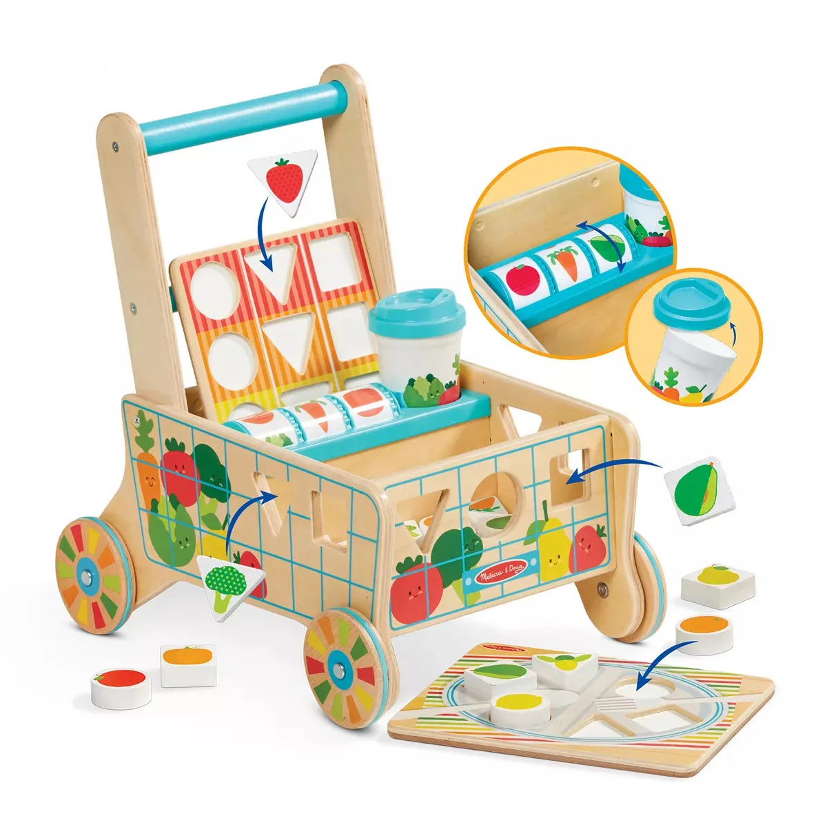 Melissa & Doug Wooden Grocery Cart Shape Sorter