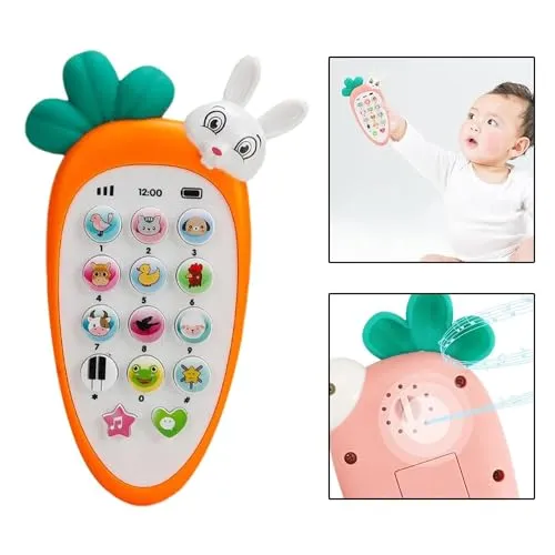 Niku Mobile Phone Musical Toy for Kids Baby Toddler | Carrot/Rabbit face | 20 Musical Animal Sound Toy | Birthday Party Gifts for Girl Boy (Multicolor)