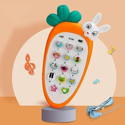 Niku Mobile Phone Musical Toy for Kids Baby Toddler | Carrot/Rabbit face | 20 Musical Animal Sound Toy | Birthday Party Gifts for Girl Boy (Multicolor)