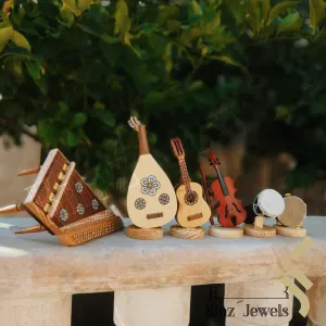 Personalized SIX Wooden Musical Instruments Set With Wooden Box