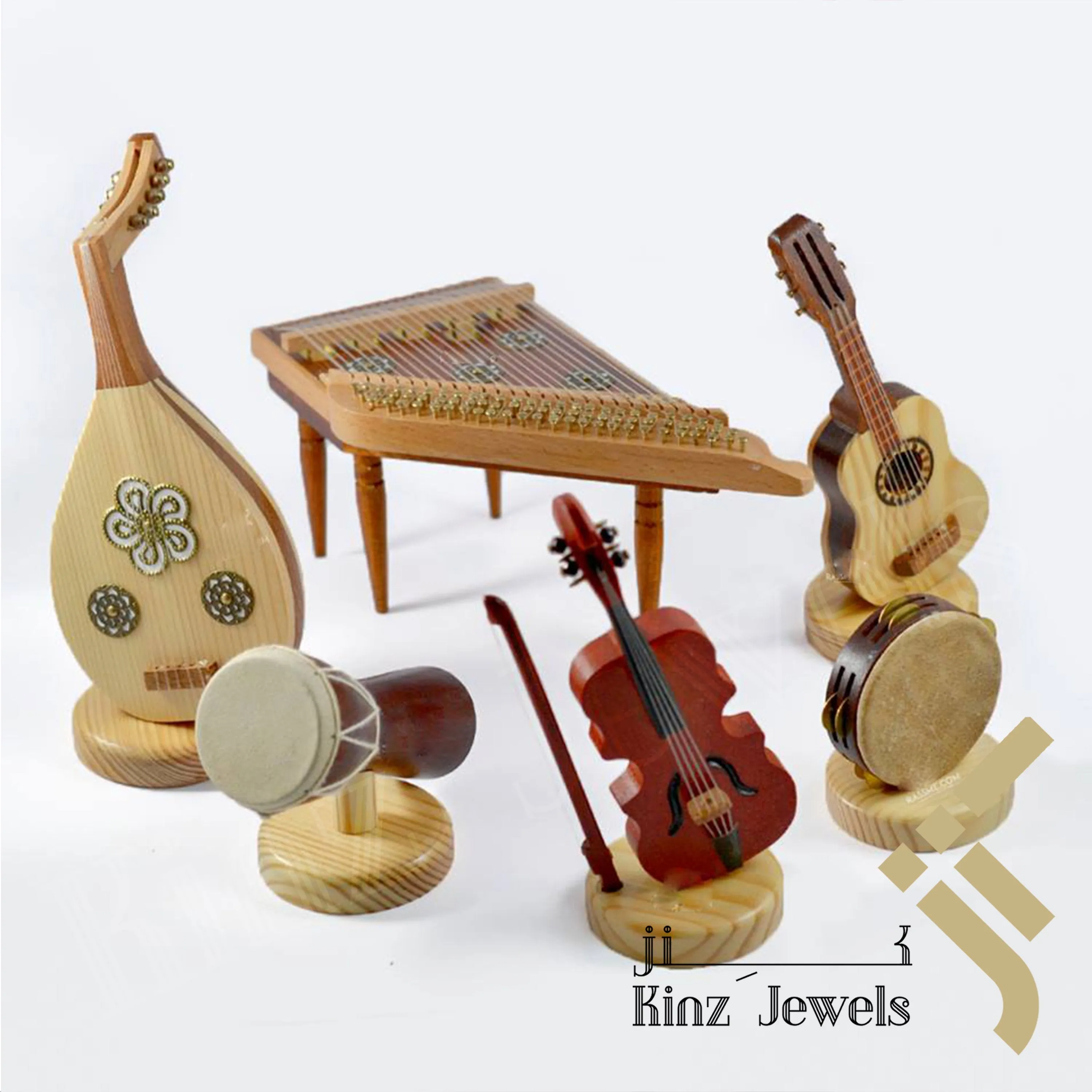 Personalized SIX Wooden Musical Instruments Set With Wooden Box