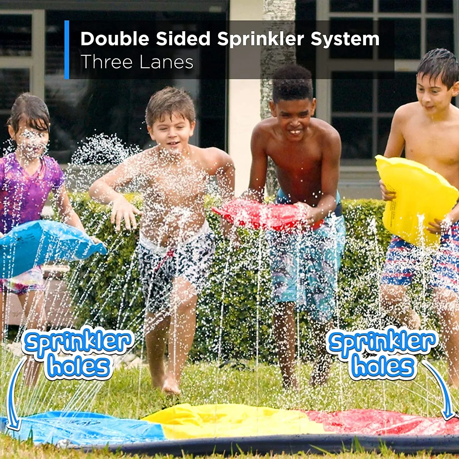 Premium Slip Splash and Slide with 3 Bodyboards, Heavy Duty Water Slide with Advanced 3-Way Water Sprinkler System, Backyard Waterslide Outdoor Water Toys N Slides for Kids