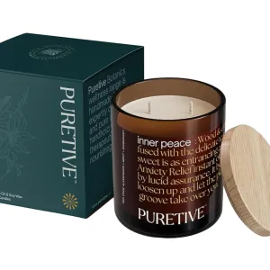 Puretive Scented Candle, Inner Peace Scented Aroma Therapy Candle | Neroli, Cypress, Grapefruit & Eucalyptus, 100% Soy Wax & Essential Oil, 35 hrs Burn time, for Home Decoration, Gifting | 480 Grams