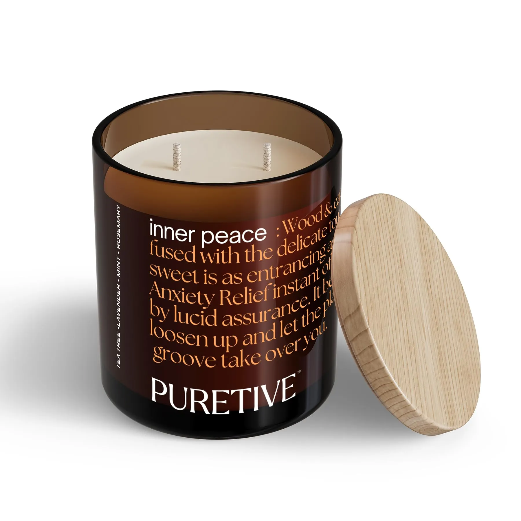 Puretive Scented Candle, Inner Peace Scented Aroma Therapy Candle | Neroli, Cypress, Grapefruit & Eucalyptus, 100% Soy Wax & Essential Oil, 35 hrs Burn time, for Home Decoration, Gifting | 480 Grams