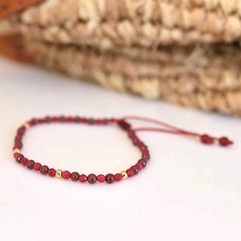 Red Garnet Adjustable Gemstone Bracelet