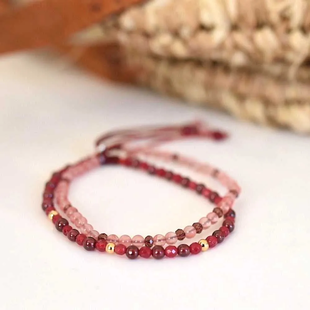 Red Garnet Adjustable Gemstone Bracelet