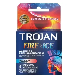 Trojan Condom Pleasures Fire & Ice Dual Action Lubricant 3 Pack