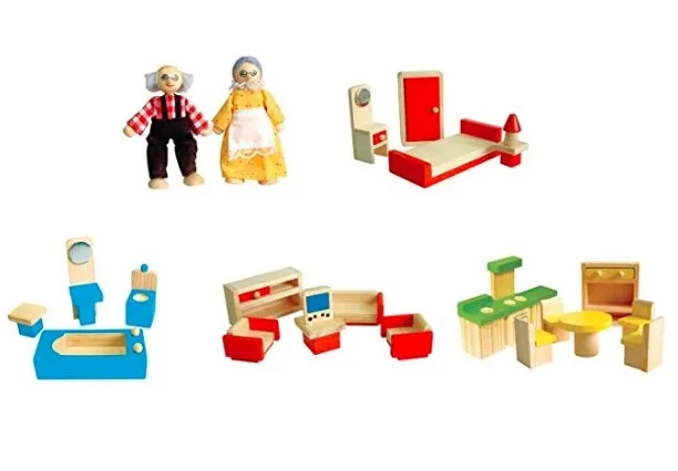 Wooden Doll House 24pc